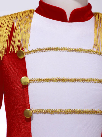 Kinder Mädchen Halloween Weihnachten Karneval Zirkus Zirkusdirektor Cosplay Performance Kostüm Langarm Mesh Trikot Tutu Kleid.