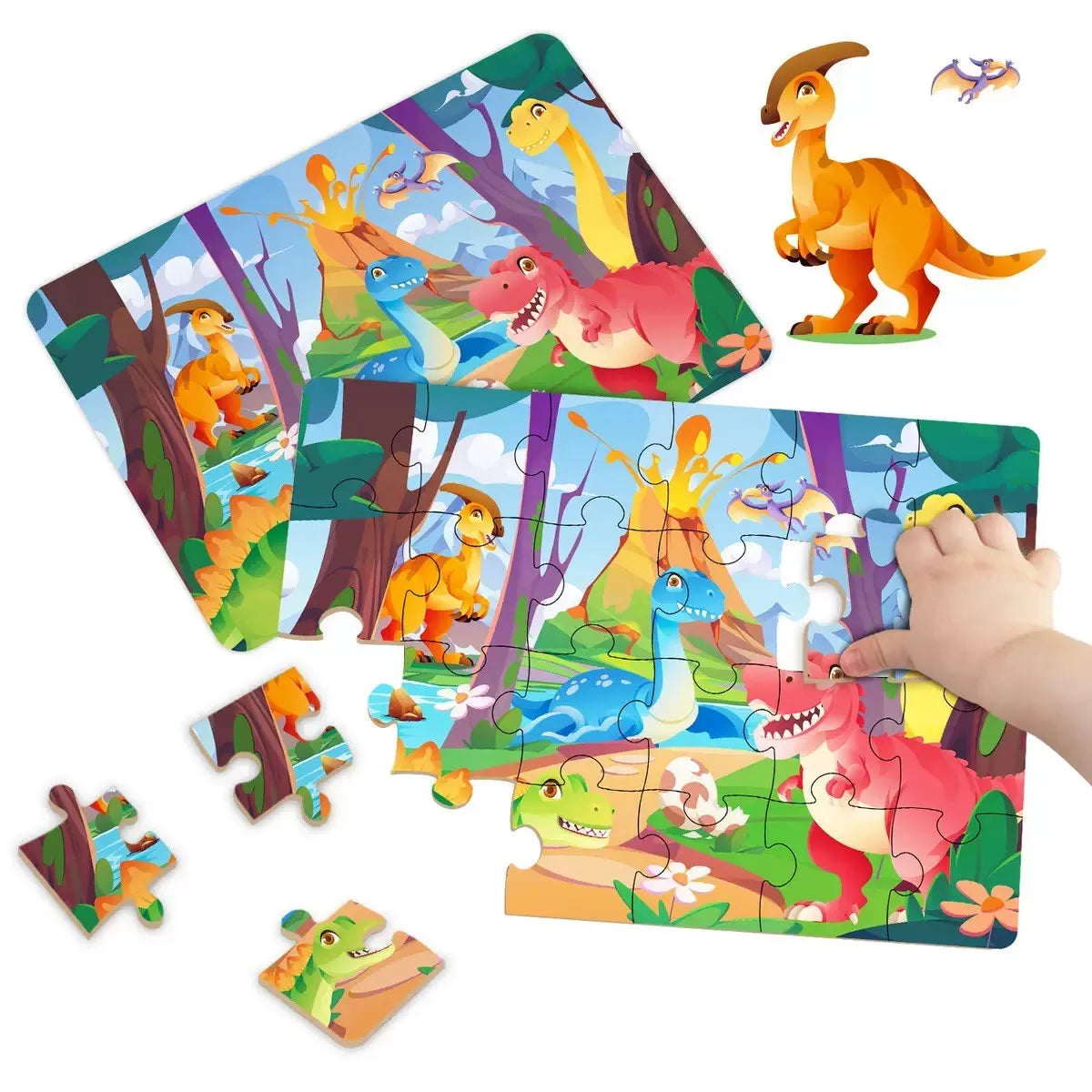Kids Cartoon Animal Jigsaw Puzzles Montessori Educational Toys Parent-Child Theme Game Paper Educational Gift for Children.