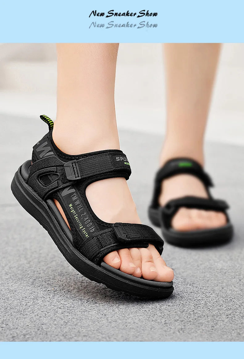 Kids' Summer Breathable Sport Sandals for Boys Casual Beach Shoe Comfortable Soft Sole Children's Fashion Non-slip Sandalias.