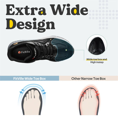 FitVille Herren-High-Top-Basketballschuhe, verbreitert, leicht, lässig, atmungsaktiv, für männliche geschwollene Füße, lindert Schmerzen.