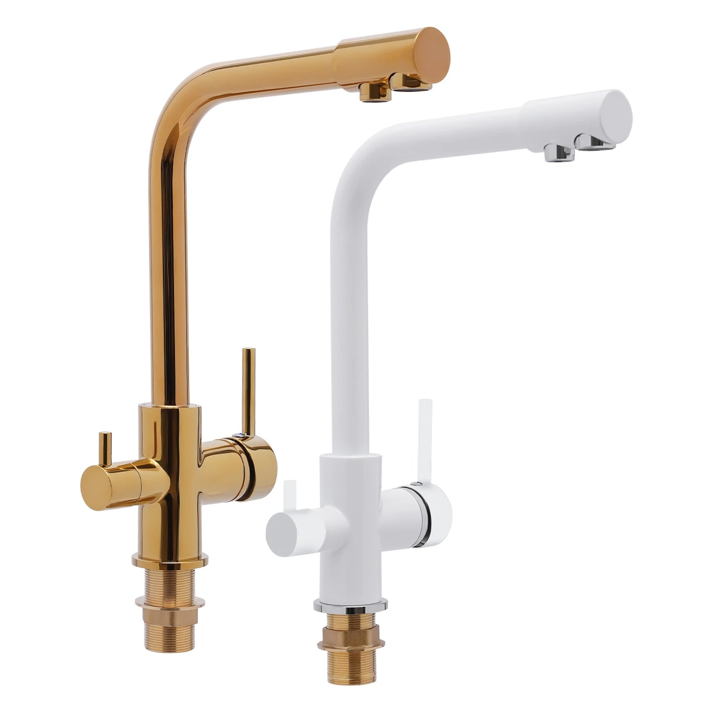 White/Gold 3-way Kitchen Faucet Stainless Steel Countertop Faucet Suitable for Homes, Restaurants, Hotels, Kitchens