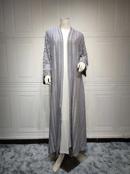 Uni Fashion Muslim Kimono Abaya Solid Striped Retro Ethnic Cardigan Robe Dubai Middle Eastern Saudi Arabia Eid Clothes 2025