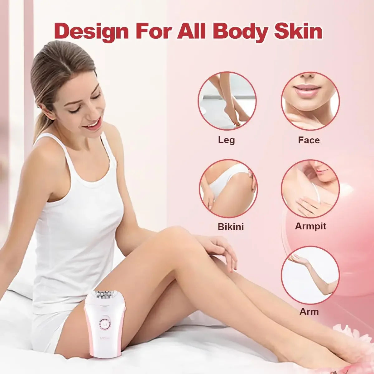 VGR Hair Remover Professional Epilator Electric Leg Body Rechargeable Underarms Portable Two Speeds Epilator for Women V-705.