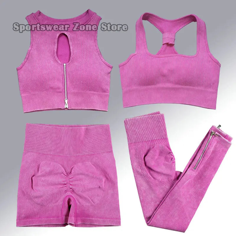 Yoga Suit High Waist Leggings Running Training Tights Sports Outfits Long Sleeve Crop Top Bra Seamless Fitenss Set Fitness Wear