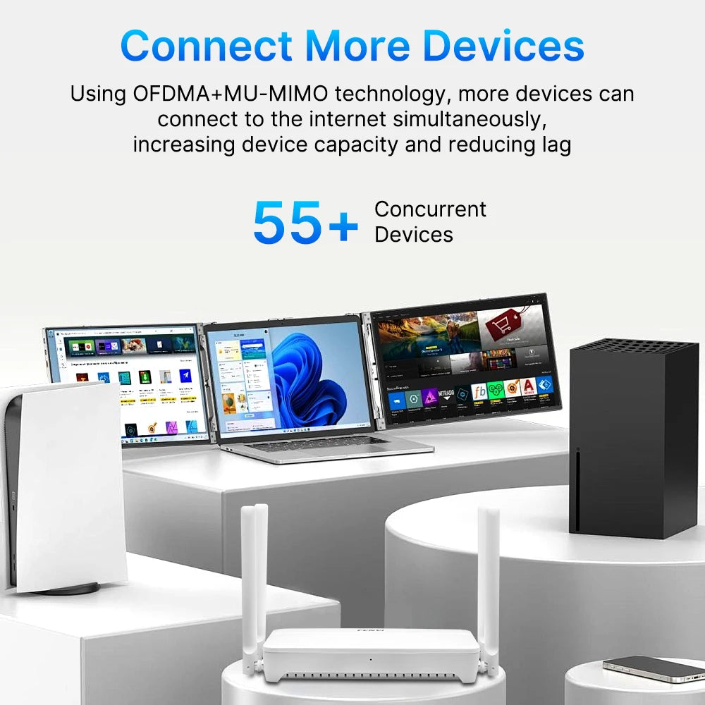 fenvi WiFi 6 AX3000 Router Dual Band 3000Mbps Mesh WiFi6 2.4G/5GHz Gigabit Wireless Networking Repeater 4 Antennas Signal Booste.