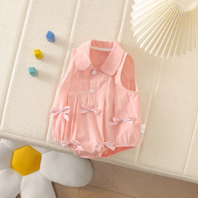 Sommer Säuglings Body Kleidung 3-24M Nette Schleife Kleinkind Neugeborene Artikel Baby Dünne Lose Ärmel Ein Stück.