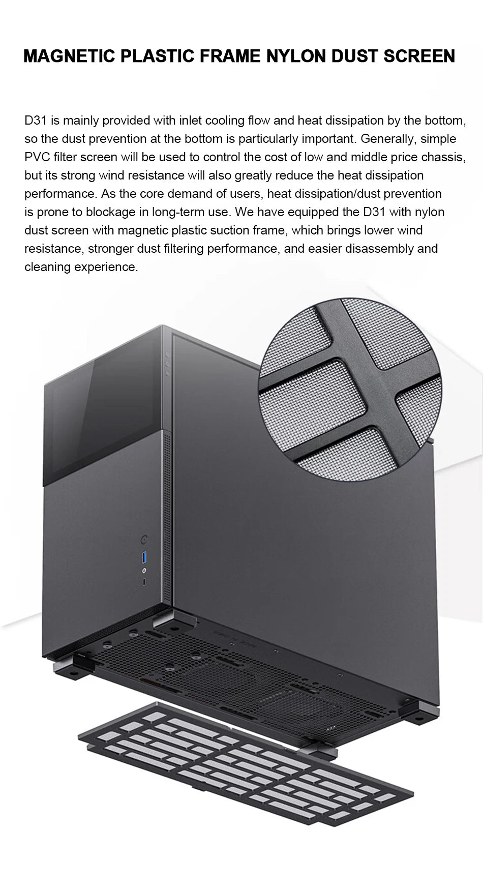 Jonsbo Pinecone D31 Case MATX ITX DTX Small Translucency Sub Screen of Video Games Support ATX Power 360 Cold Exhaust Chassis