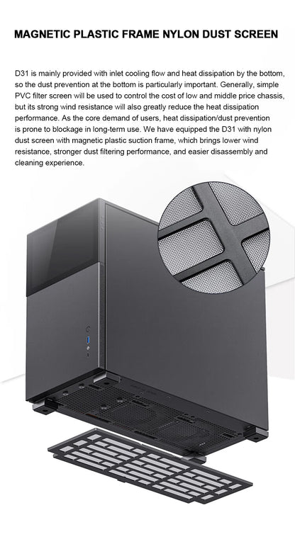 Jonsbo Pinecone D31 Case MATX ITX DTX Small Translucency Sub Screen of Video Games Support ATX Power 360 Cold Exhaust Chassis