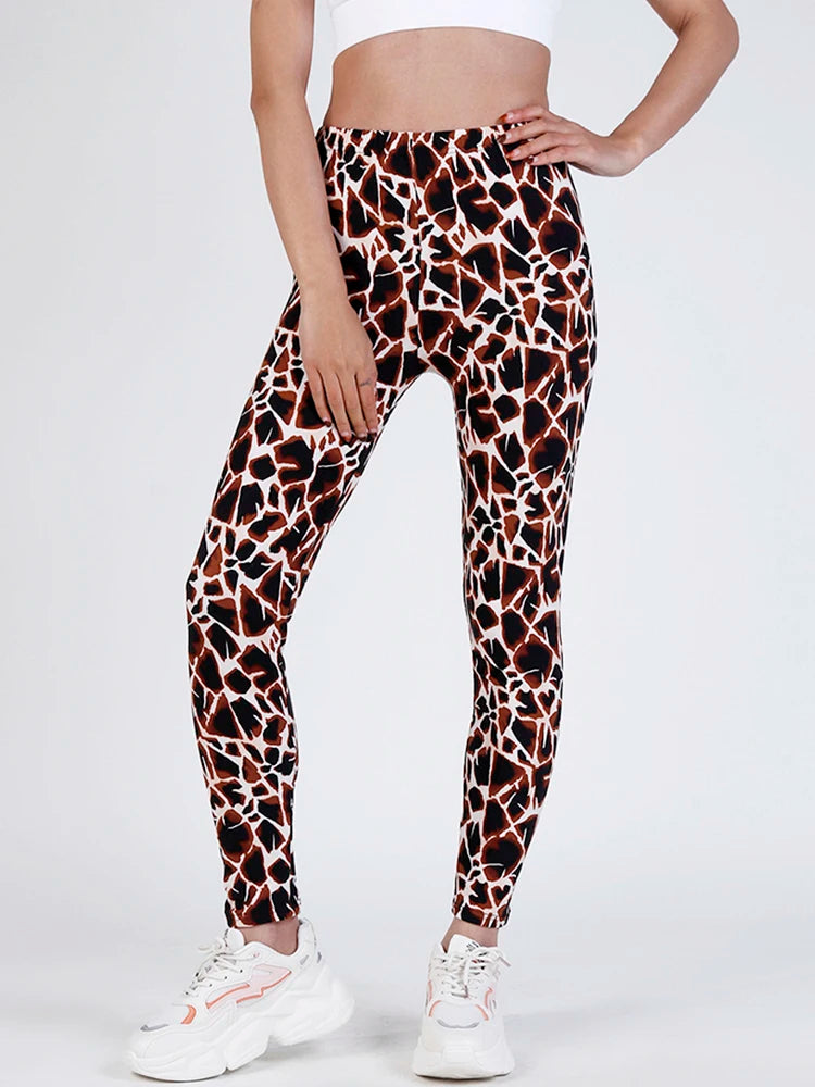 CUHAKCI Mode Plaid Druck Leggings Frauen Sexy Fitness Leggins Grid Floral Streifen Hosen Hohe Taille Bleistift Hosen