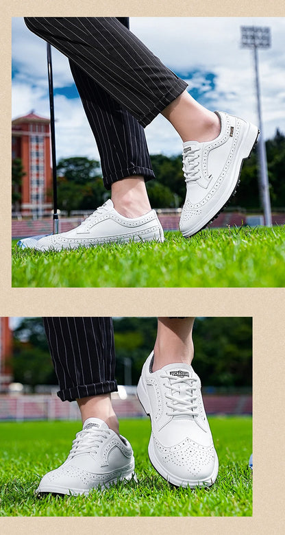 Fashion Men Golf Shoes Leather High-Quality Sports Shoes Non-Slip Waterproof Golf Professional Training Shoes Large Size 39-47.