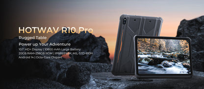 Rugged Tablet HOTWAV R10 Pro 20 (8+12)GB + 256GB, 10.1'' Display, 5MP+13MP Cameras, Android 14.0, 10800mAh Battery, Dual SIM, GPS, 4G.