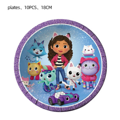Disney Gabby Puppenhaus Geburtstag Party Dekoration Ballon Servietten Kinder Einweggeschirr Thema Party Supplies Kinder Geschenke.