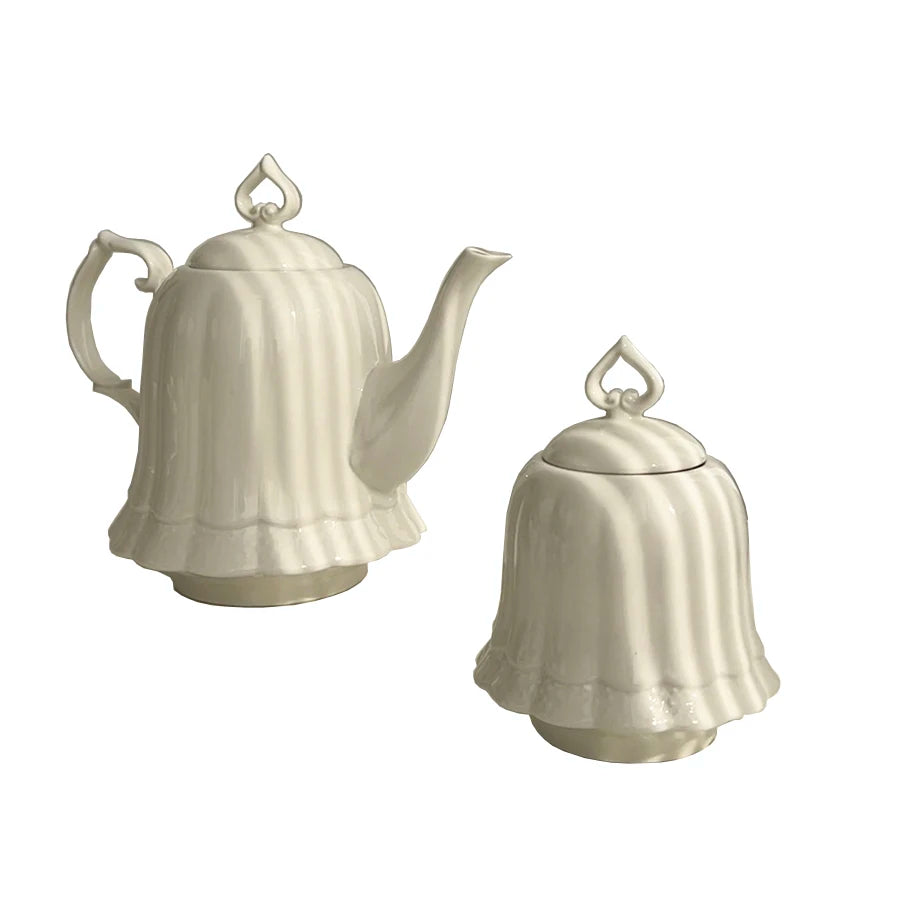 Vintage relief ceramic coffee set, hand-squeezed camellia afternoon tea set, tissue box, creative gift..