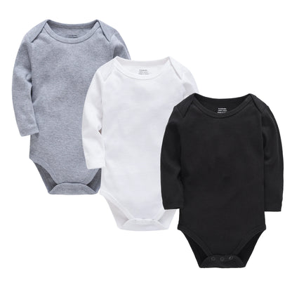 3 Teile/los Baby Junge Mädchen Body Weiß Schwarz Grau Design 100 % Baumwolle Kleidung Frühling Herbst Neugeborenen Overall.