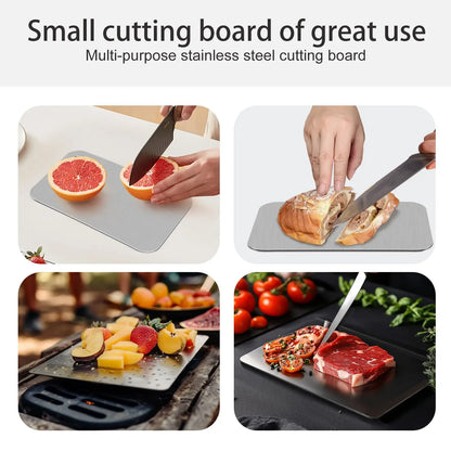 Titanium Cutting Boards for Kitchen Stainless Board 304 Steel Thickened Double Sided Food Grade Portable Fruit Meat Chopping.