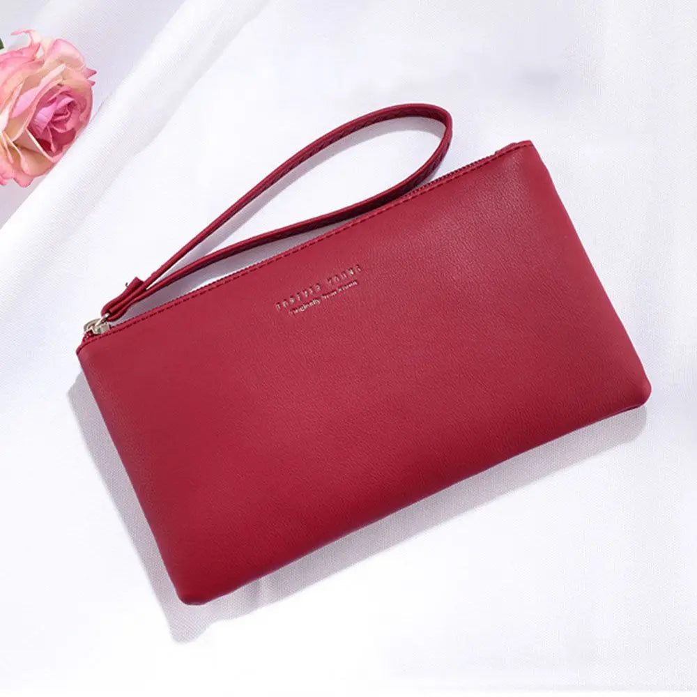 Women PU Leather Zip Coin Bag Wallet Long Purse Pouches.