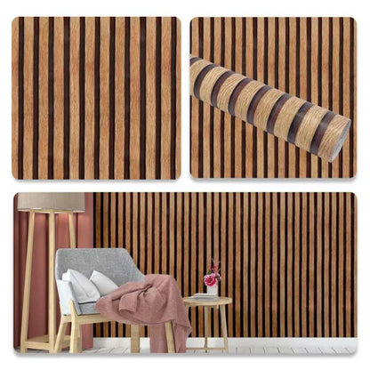 Self-adhesive Wall Wallpaper Wood Grain Striped Peel and Stick Wallpaper Removable Self-adhesive Vinyl Furniture Dormitory Home