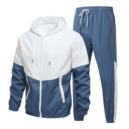 Spring and Autumn Men's Hooded Sports Leisure 2-piece Sets New Fashion Jacket and Pants Hip Hop Casual Running Sportswear Men.