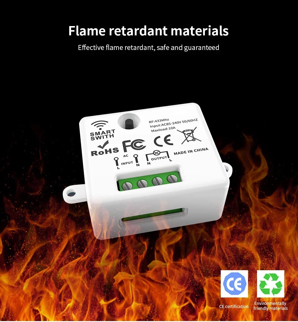 RF 433 MHz Drahtlose Fernbedienung Schalter Smart Home 110 V 220 V 10A Mini Controller Relais EIN/AUS sender Wand Licht Schalter.