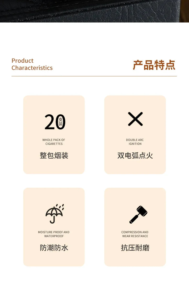 20 Whole Pack Cigarettes Dual Arc USB Charging Lighter Outdoor Moisture-proof And Waterproof 2 in 1 Electronic Lighters Smoking.