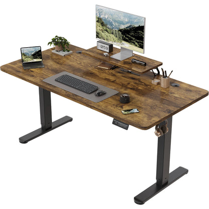 Devoko Höhenverstellbarer Schreibtisch Elektrisch 160×70cm mit Monitorständer,Ergonomisches Sitz-Stehpult (Weiß)