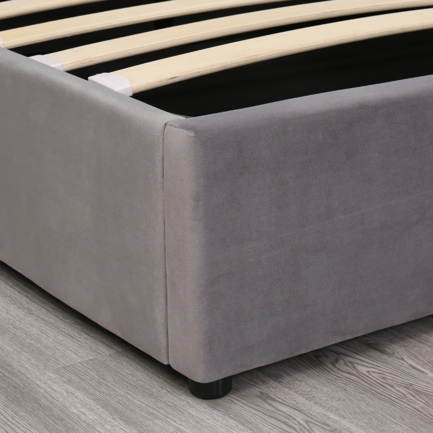 Fangange gepolstertes ohrenförmiges Bett, komplettes/Queensize-/King-/Doppelbett, hydraulisches Funktionsbett mit Lattenrost und Stauraum, Samt