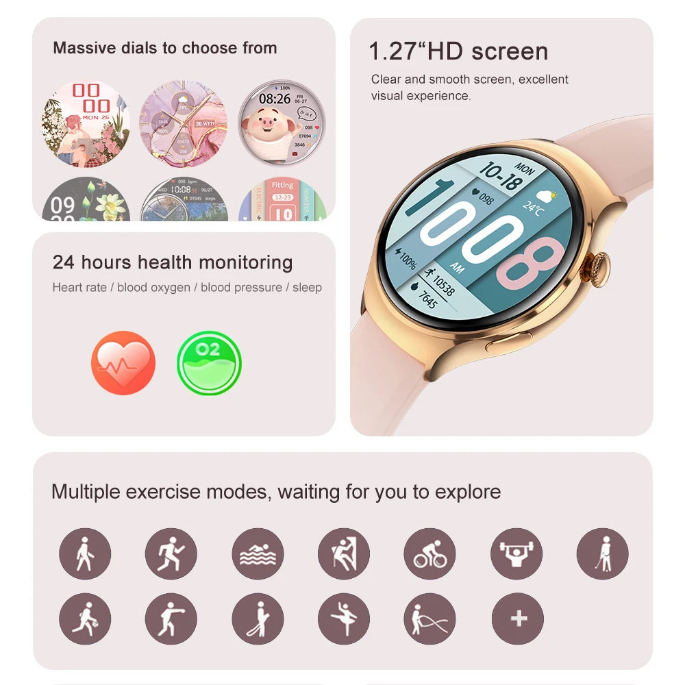 2025New GPS NFC Bluetooth Call Smartwatch Women Watch 4 mini Sports Track Heart Rate Oximetry Monitoring Health Smartwatch Woman.