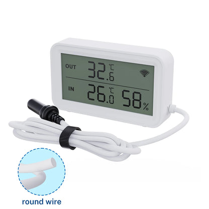 Tuya Wi-Fi Temperature and Humidity Sensor With External Probe Smart Digital LCD Screen Work with Smart Life Google Assistant