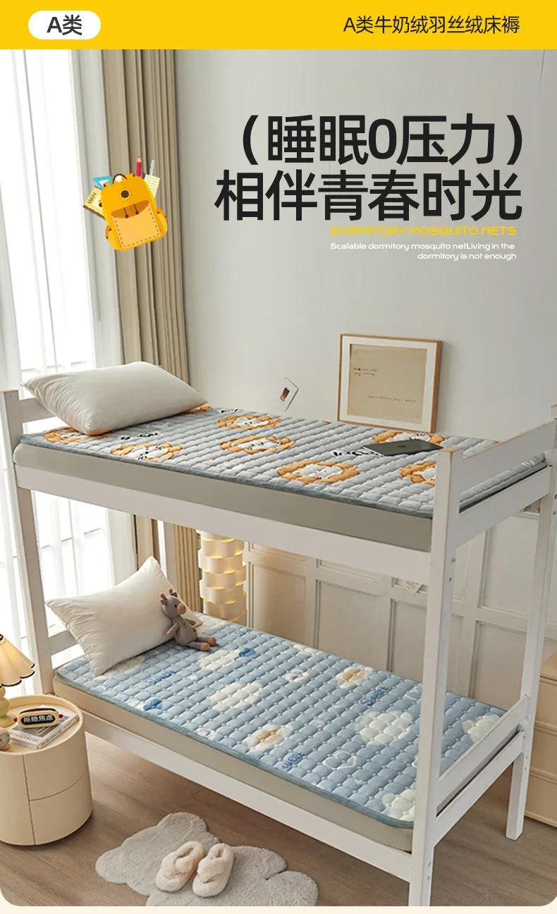 Winter Dormitory Soft Mattress Toppers Thick Warm Coral Velvet Bed Sheet Non-slip Mattress Cover Thin Bed Pad Tatami Floor Mat.