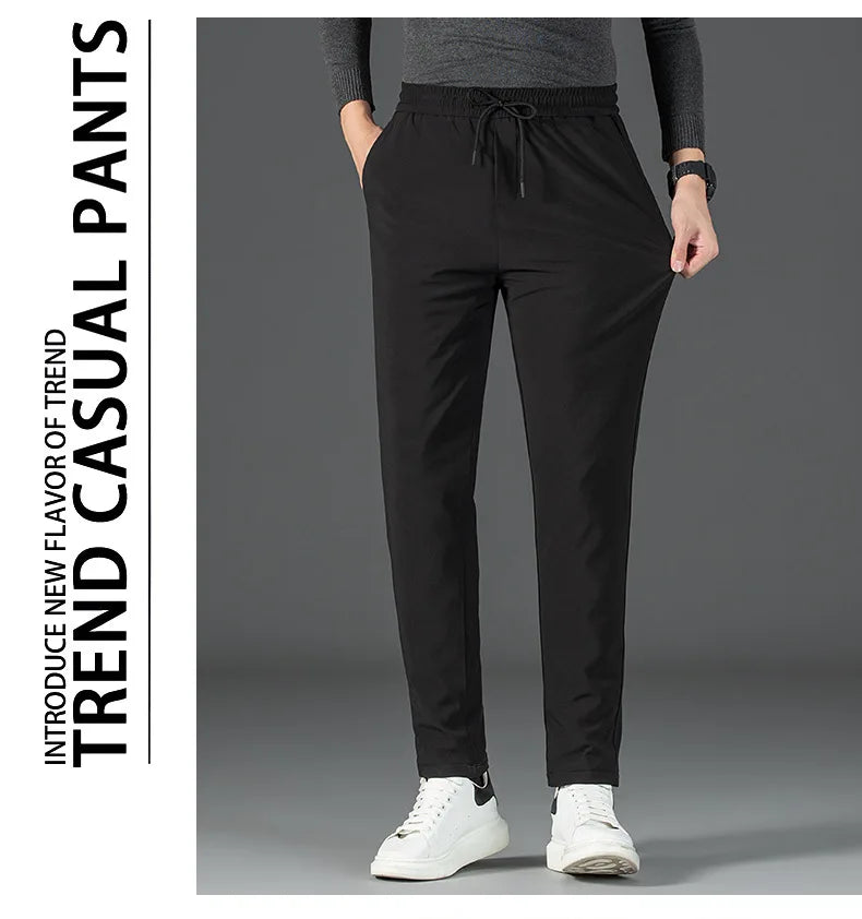 Men's Winter Down Pants 90% Goose Down Warm Fleece Lined Casual Trousers Elastic Waist  Pantalones Hombre Calça Casual PT-587.