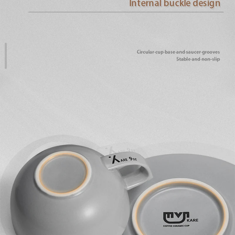 MUVNA Coffee and tea tools Cups 280ml/for Latte,Hot Tea,Cappuccino,Mocha,Cocoa,White/Cup and Saucer Set/Ceramic Latte Coffee Cup.