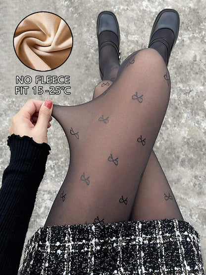 Women Fleece Tights Woman Warm Winter Pantyhose Sexy Translucent Stockings Thermal Elasticity Panty Fashion Leggings Female