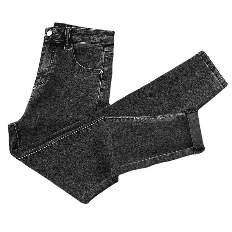 High Waist Nine-Tenths Women's Skinny Jeans Elastic Slimming Fashionable Spring Autumn New Style Small Foot Tight Pants.