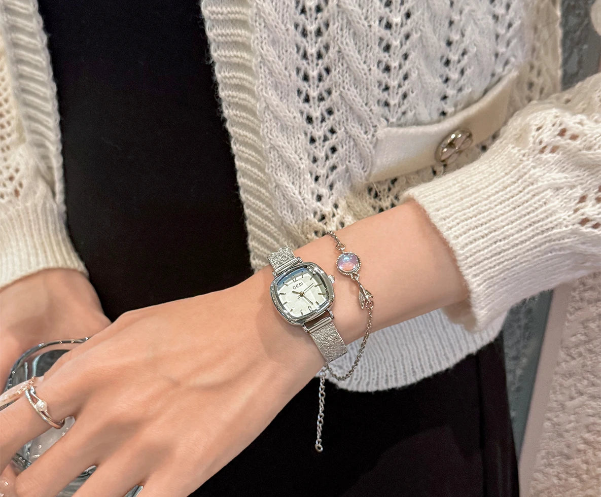 GEDI Golden Watch Light Luxury Quartz Stainless Steel Watch Casual Fashion Dress Temperament Waterproof Women's Wristwatches.