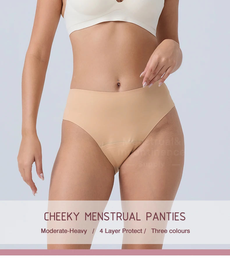 Seamless Women's Leakproof Period Panties Breathable Reusable Washable Tampon-free Menstrual Underwear period Sanitary Pants.