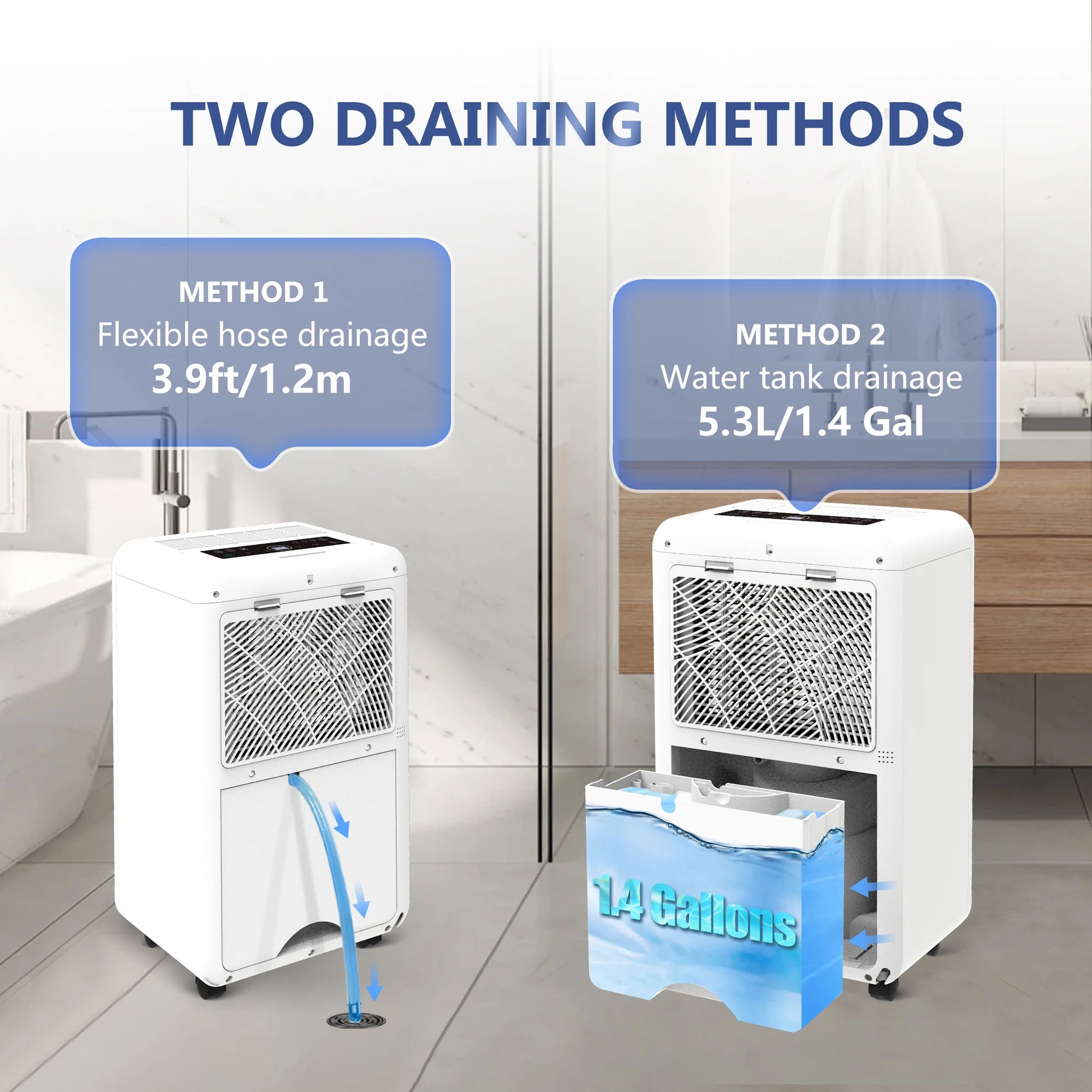 HUMSURE Electric Dehumidifier 25L/24H, Dehumidifier Basement Rooms with 5.5 Litre Water Tank, Timer, Automatic Defrosting.