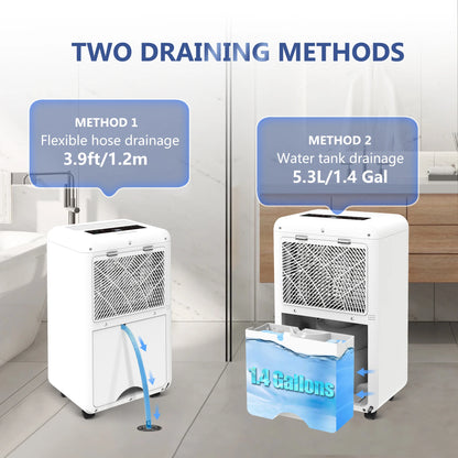 HUMSURE Electric Dehumidifier 25L/24H, Dehumidifier Basement Rooms with 5.5 Litre Water Tank, Timer, Automatic Defrosting.