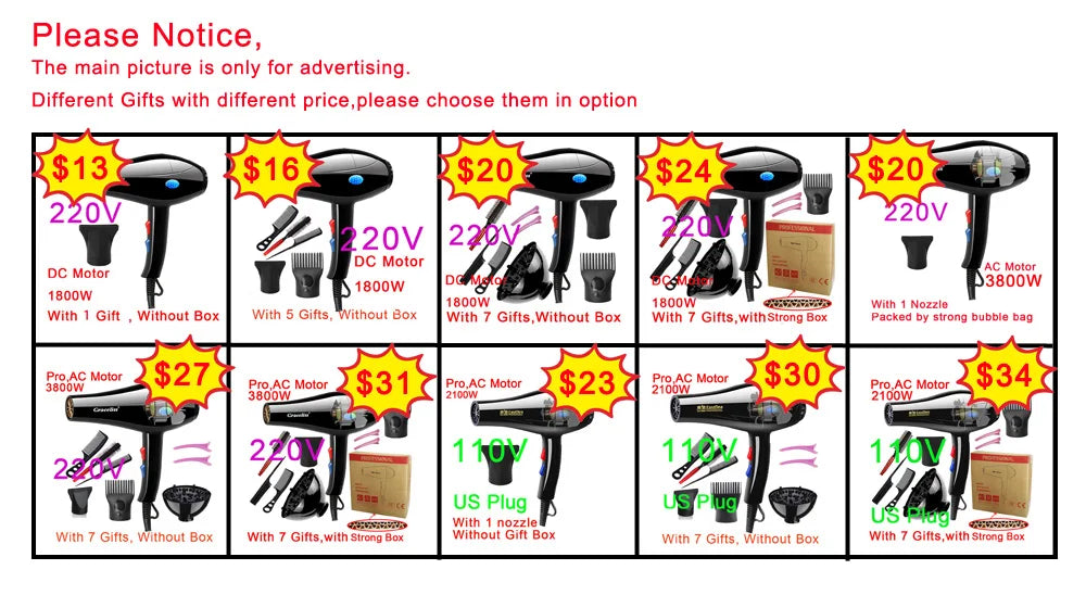 Original EU Plug Hot Cold Wind Professional Hair Dryer Blow dryer Hairdryer For Hair Salon for Household Use.