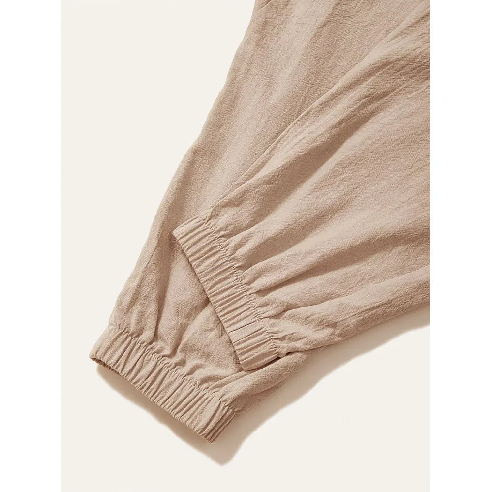 Harem Pants for Men Cotton Linen Drop Crotch Cozy Streetwear Loose Fit Breathable Lightweight Long Pants Male Joggers.