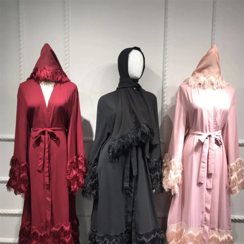 Ramadan Eid Pink Khimar Kimono Abaya Damen Dubai Luxury Islam Muslim Women Kebaya Kaftan Robe Musulmane Caftan Marocain Femme.