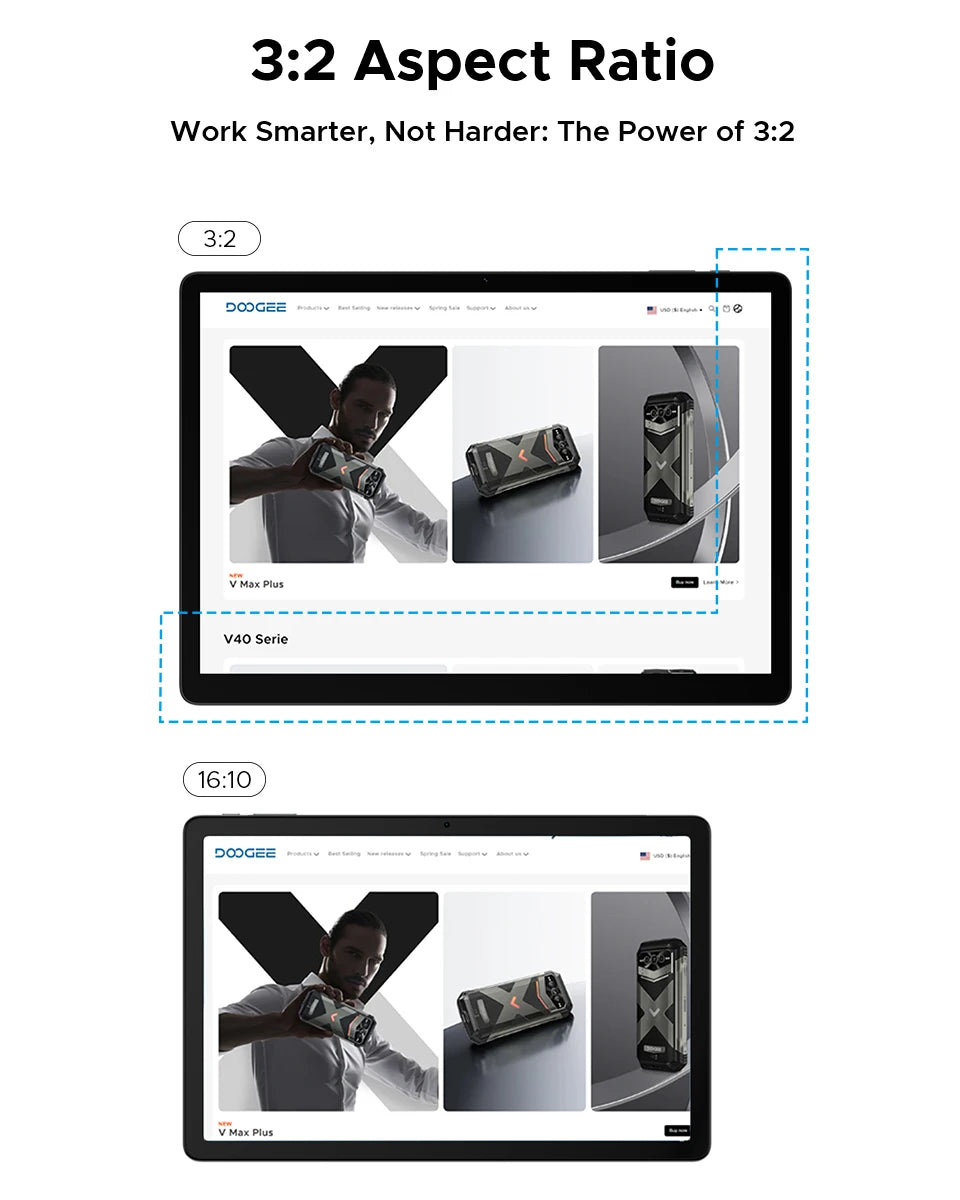 Doogee Tab E3 Max 2 in 1 Tablet Pc 14" 2.1K Display Android 15 32Gb (8+24) 256Gb 13500Mah Battery Qual Speaker Helio G100 Tablet.