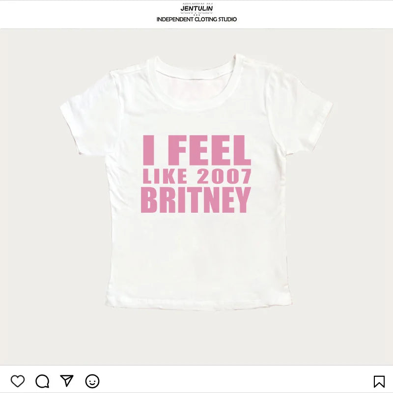 Y2K 2000er Jahre Vintage Crop Top Brief Drucken Casual Kurzarm T-shirt Mode Spicy Girl Sexy Baby T 2025 Sommer Frau Kleidung.