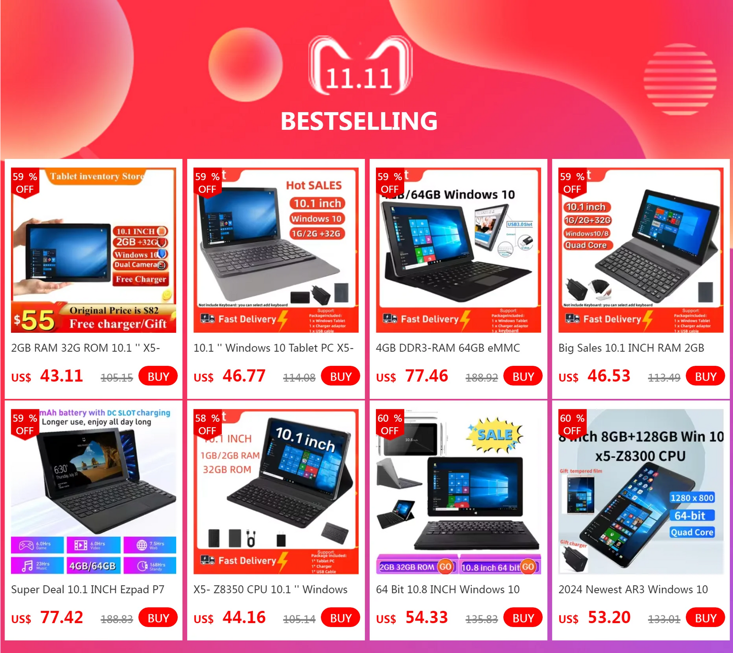 8 INCH AR1 Windows 10 Tablet PC 4GB RAM 64GB ROM 1280*800 Pixel  Quad Core Dual Camera build in 4000mAh Battery.