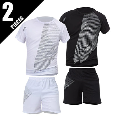 2/4/6 Pcs Plus Size Men's Quick-drying Short-sleeved Shorts Suit Men's Leisure Sports Running Fitness T-shirt Joker Shorts Teen.