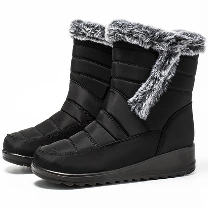 Women's Boots Super Warm Fur Botas Mujer 2025 Snow Boots Low Heels Winter Shoes Woman Black Rubber Winter Boots Women Footwear.