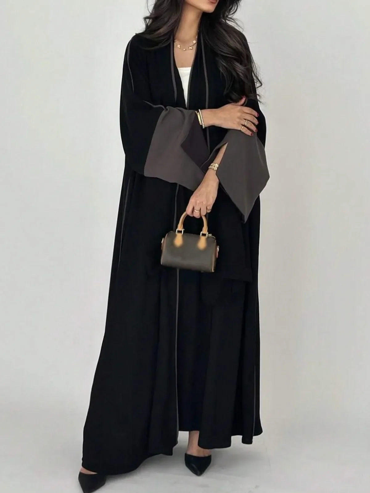 Frauen Lose Abaya Muslim Volle Hülse Vorne Offen Abayas Nahen Osten Elegante Kaftane Jilbabs Arabische Islamische Maxi Kleider.