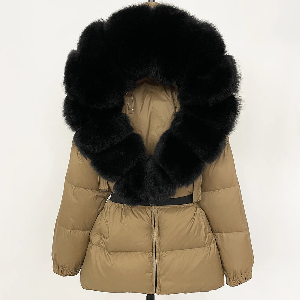 OFTBUY 2025 Winter Kleidung Puffer Jacke Frauen Echt Fox Pelz Mit Kapuze Dicke Warme 90% Weiße Ente Unten Mantel Weibliche Parkas wasserdicht