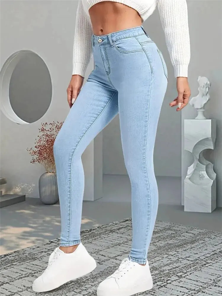 Women Stretch Skinny Jeans Lady Slim Fit Pencil Jeans Girls Leggings Straight Leg Denim Pants Blue Gray Black Sexy Long Trousers.
