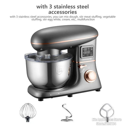 Joyoung 5L Stand Dough Mixer For Kitchen Cream Whisk Cake Dough Blender With Stainless Steel Bowl 6 Gears Chef Machine.