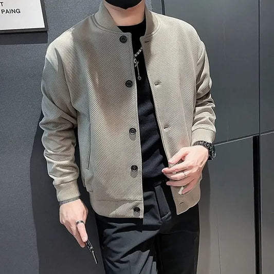 Man Bomber Coat Solid Color Spring Autumn Baseball Jacket for Men Original Brands Trendy Cheap Sale Korean Reviews Many Harajuku.